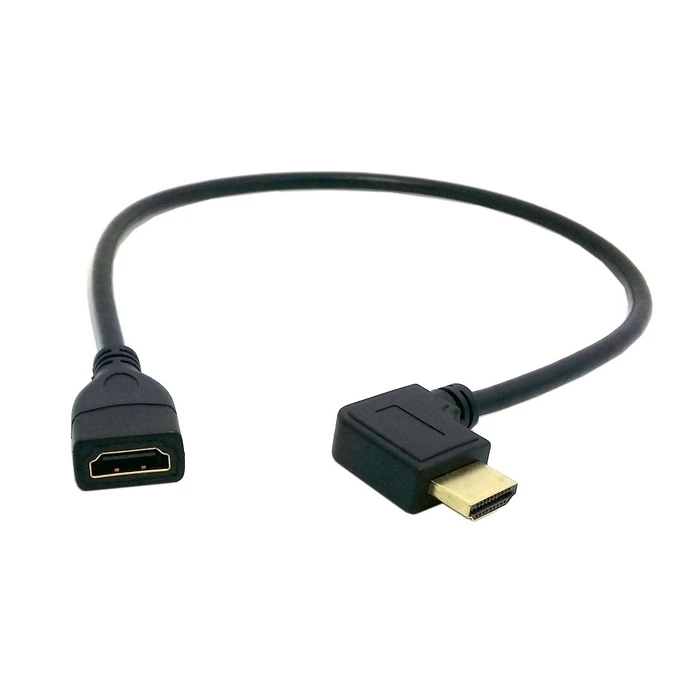 

Left Angled 90 Degree Connector HDMI 1.4 with Ethernet & 3D Type A male to A female Extension Cable 0.5m