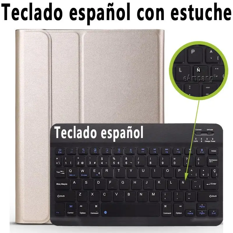 Spanish Keyboard Для huawei MediaPad T5 10 Клавиатура чехол 10,1 дюймов AGS2-W09 AGS2-L09 AGS2-L03 Тонкий Bluetooth клавиатура кожаный чехол Funda - Цвет: Spanish Keyboard
