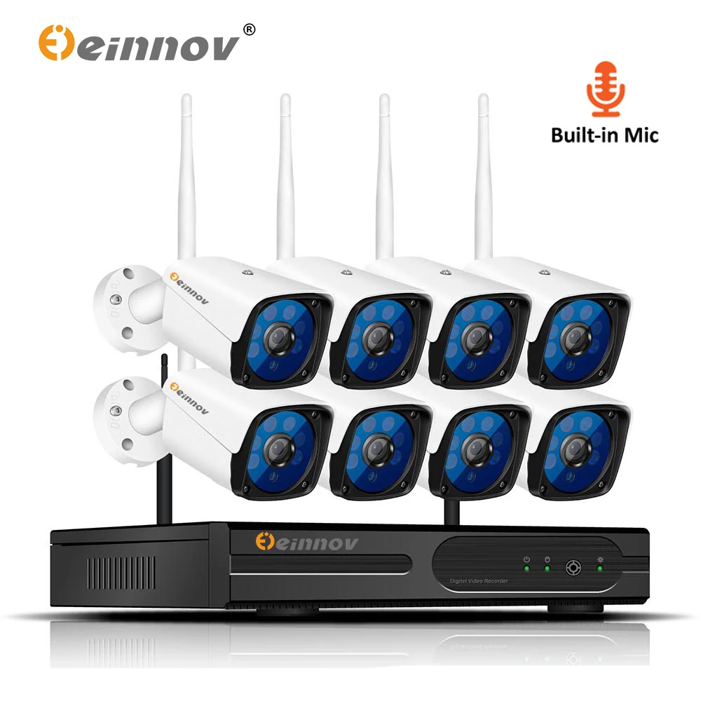 Камера видеонаблюдения Einnov беспроводная камера безопасности 8 каналов 1080P IP NVR Wi
