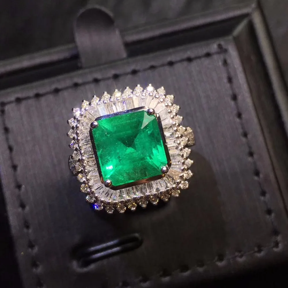 Женские кольца G18 k из золота 18 К белого с натуральным изумрудом 2.65ct|Кольца| |