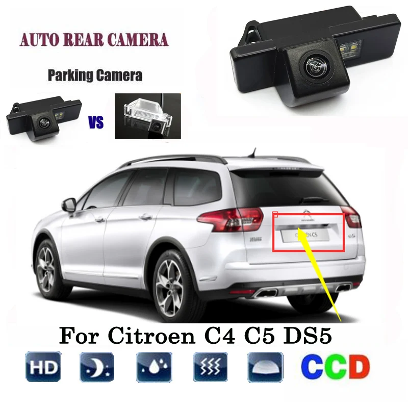 

Reverse Camera For Citroen C4 C5 DS5 / CCD Night Vision RCA rear view Camera license plate camera / Back up Camera