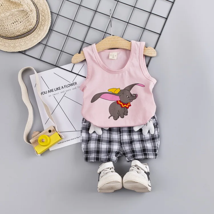 Лаванда Toddler Boy Clothes Children's Summer New Cartoon Pullover Vest Shorts Two-piece Boy's Children's Sleeveless Vest Suit - Цвет: Лаванда