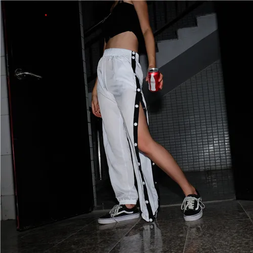 white Sweetown/белые брюки размера плюс в стиле панк-рок; уличная одежда; Harajuku Pantalon Femme; черные брюки с боковой пуговицей; женские брюки-карго - Цвет: white