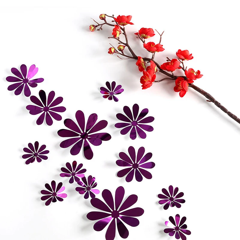 12 шт./компл. акриловая зеркальная поверхность солнечные цветы настенная наклейка