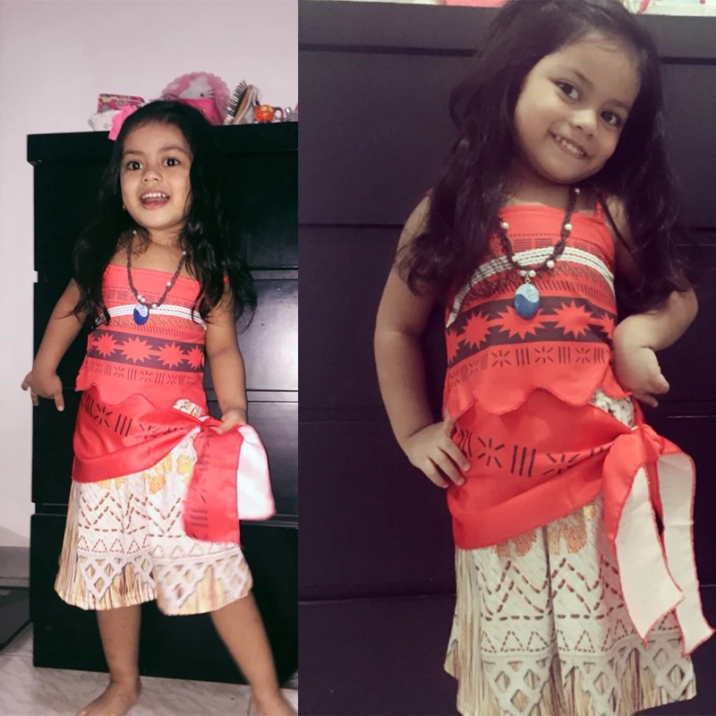 2019 Summer Moana Dress for girls Princess Dresses Kids Party Cosplay Costumes Wig Children Clothing Vaiana necklace clothing | Детская