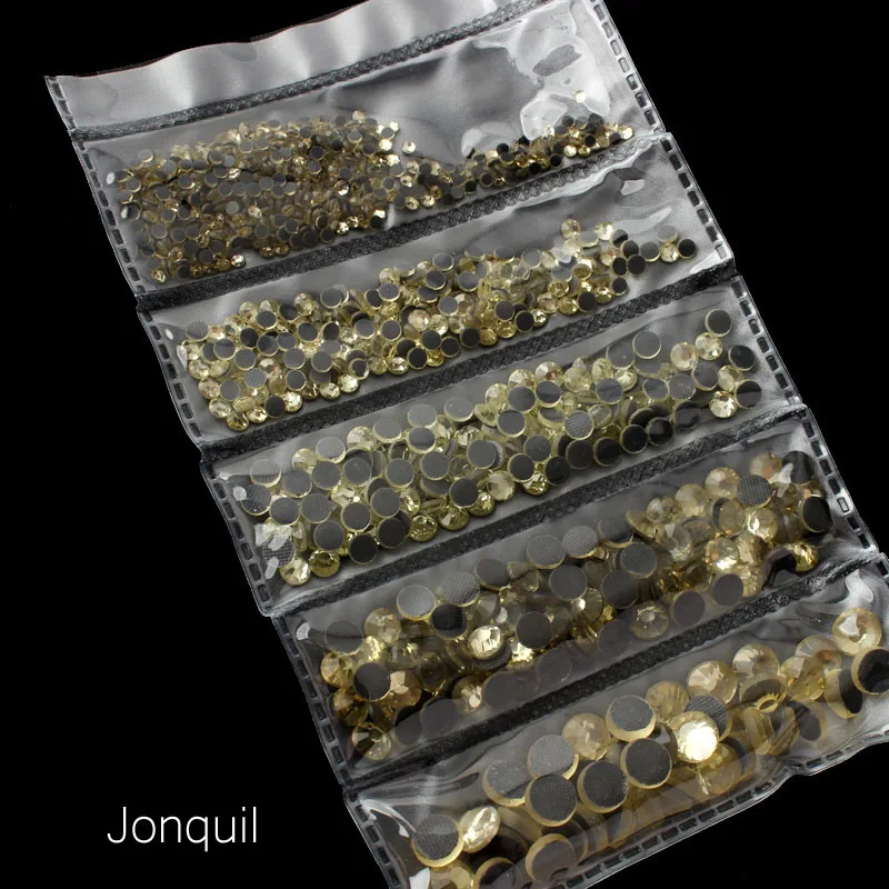 Jonquil Новая упаковка 1200 шт смешанные размеры Горячая фиксация Стразы Блестящий Кристалл SS6-SS30 для одежды DIY - Цвет: Jonquil