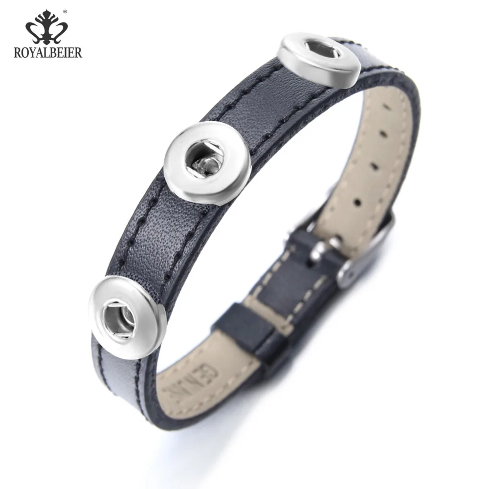 

1pcs/lot Popular Genuine Leather 12mm Button Bracelets for Women Adjustable Size Four-color Leather Bracelet Wholesale SZ0519