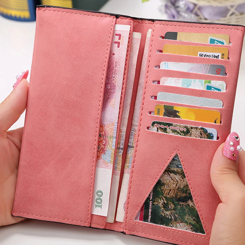 Модный ультратонкий женский длинный кошелек кожаный тонкий клатчи держатель для