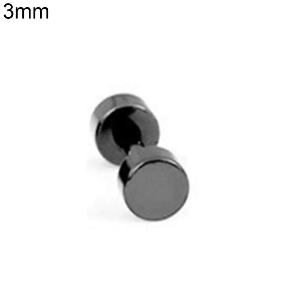 MJARTORIA Men Cool Punk Round Black Stainless Steel Ear Stud labret Lip Piercing Earrings 3-14mm Fashion Gothic Jewelry | Украшения и