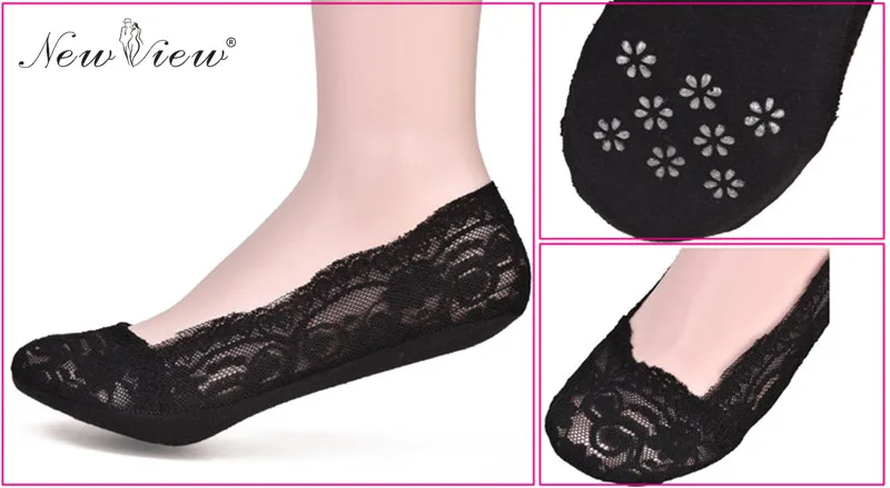 Лето 2017 г. Для женщин носок элегантный Кружево противоскользящие 360 градусов не