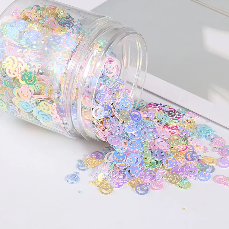 New Five Mixed Colors Shape Loose Sequins 10g/Pack Paillettes Nails Art Manicure Material,Wedding Decoration Confetti - Цвет: 7mm Smiling Face