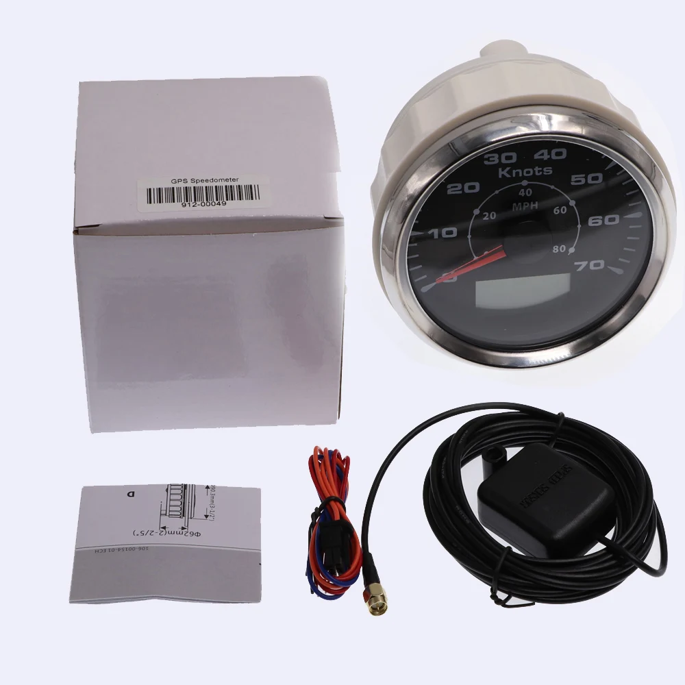 Stainless Steel &amp Glass 85mm Marine Car Digital LCD Speedometer 70 Knots 80 MPH GPS Gauge with 7 Colors Backlight | Автомобили и