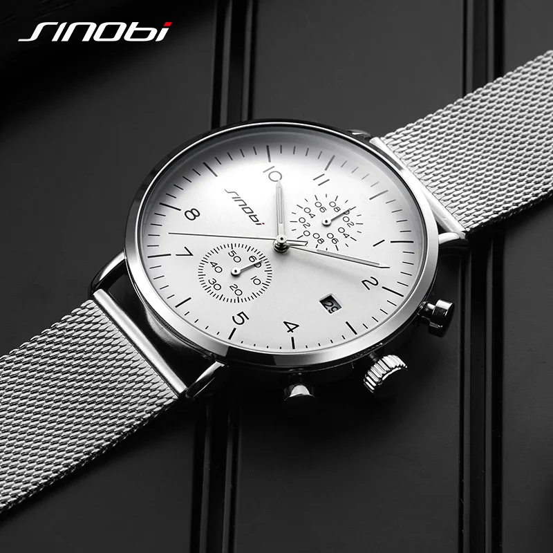 

SINOBI 2020 New Multifunction Men Watch Fashion DIY Luminous Quartz Watch For Men Male Casual Sport Chronograph Stop Watch Clock