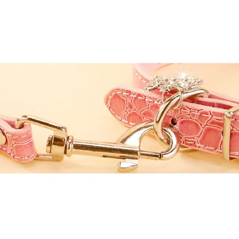 For Small Dogs Leather Collars Dog Puppy Pet Rhinestone Collar Pendant And Leashes Croc Accessories | Дом и сад