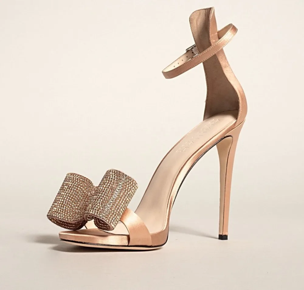 

Butterfly Knot Rhinestone High Heel Sandals Women Red Bowtie Sandals Elegant Ankle Strap Party Women Thin Heel Ladies Shoes