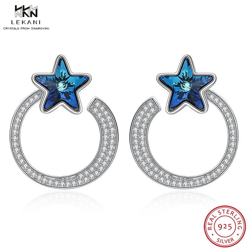 Женские серьги с кристаллами Swarovski LEKANI серьги-капли в форме звезды 925 пробы
