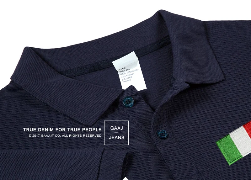 2021 GAAJ 100% Cotton Men Polo Embroidery Italy Flag Women Business Casual Lapel Polos Short Sleeve Famous Brand Mens Shirt | Мужская