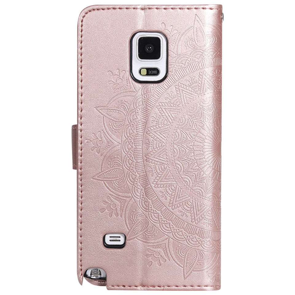 3D цветок тиснение шаблон кожаный чехол для samsung Galaxy Note 4 бумажник флип Чехол PU Note4