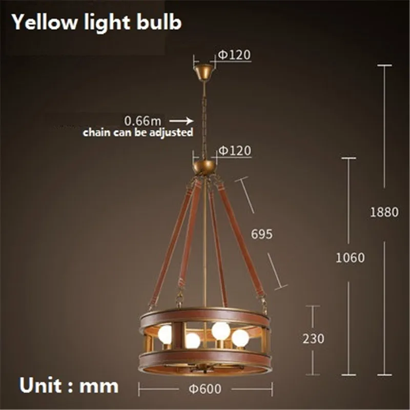 IWHD американский стиль креативная искусственная кожа Droplight LED винтажные подвесные