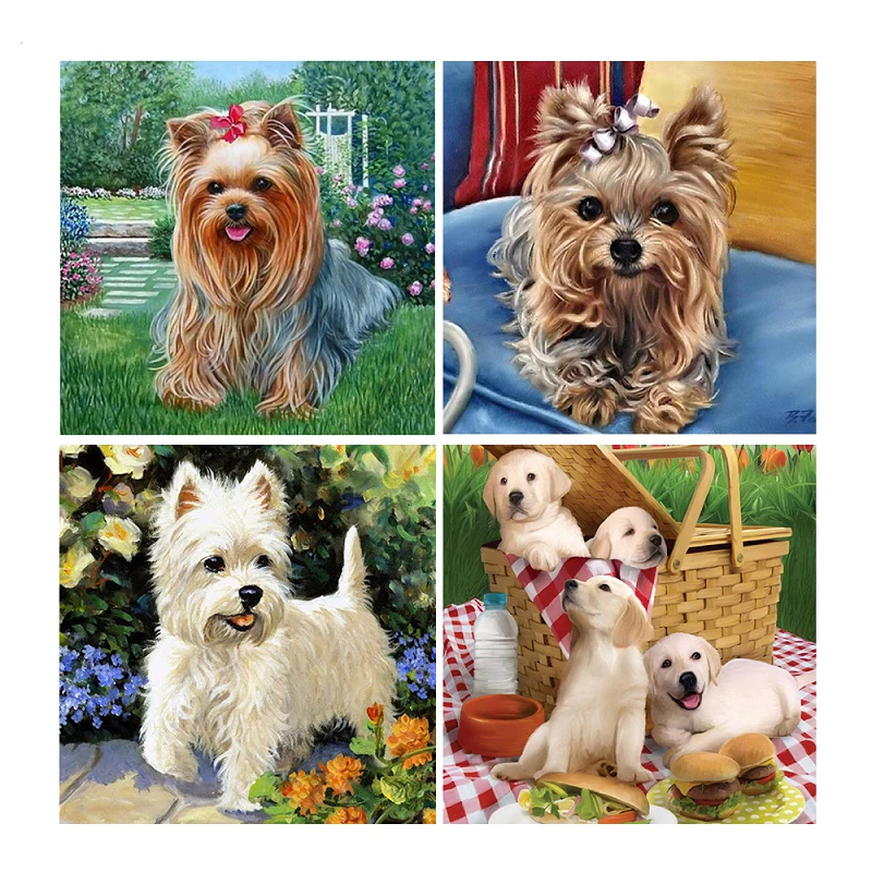 

5D DIY Diamond Painting Animal Dogs Puppy Diamond Embroidery Full Cross Stitch Needlework Rhinestone Mosaic Home Decor Handmade