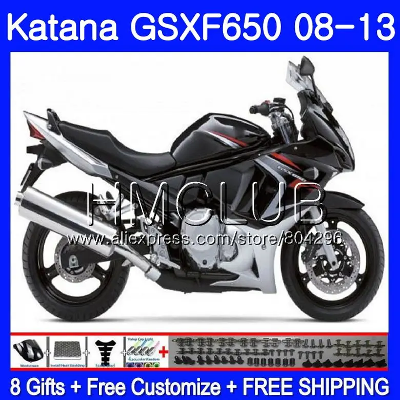 

Черный комплект для SUZUKI KATANA GSXF 650 650F GSX650F 08 09 10 11 12 13 24HM.7 GSXF650 2008 2009 2010 2011 2012 2013
