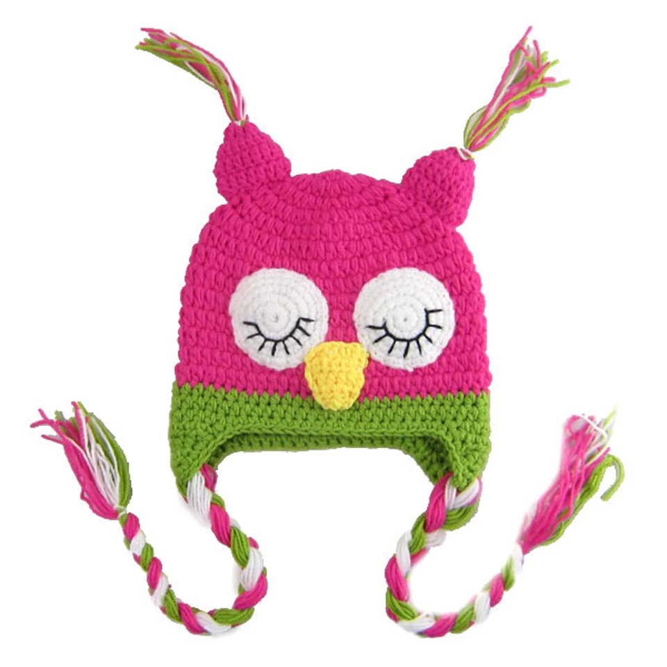 Вязаный крючком комплект из шапки и подгузников в виде розовой Совы Детский