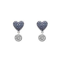 seanlov 2018 new korean blue rhinestone love heart charm drop earrings for women romantic luxury wedding engagement earrings