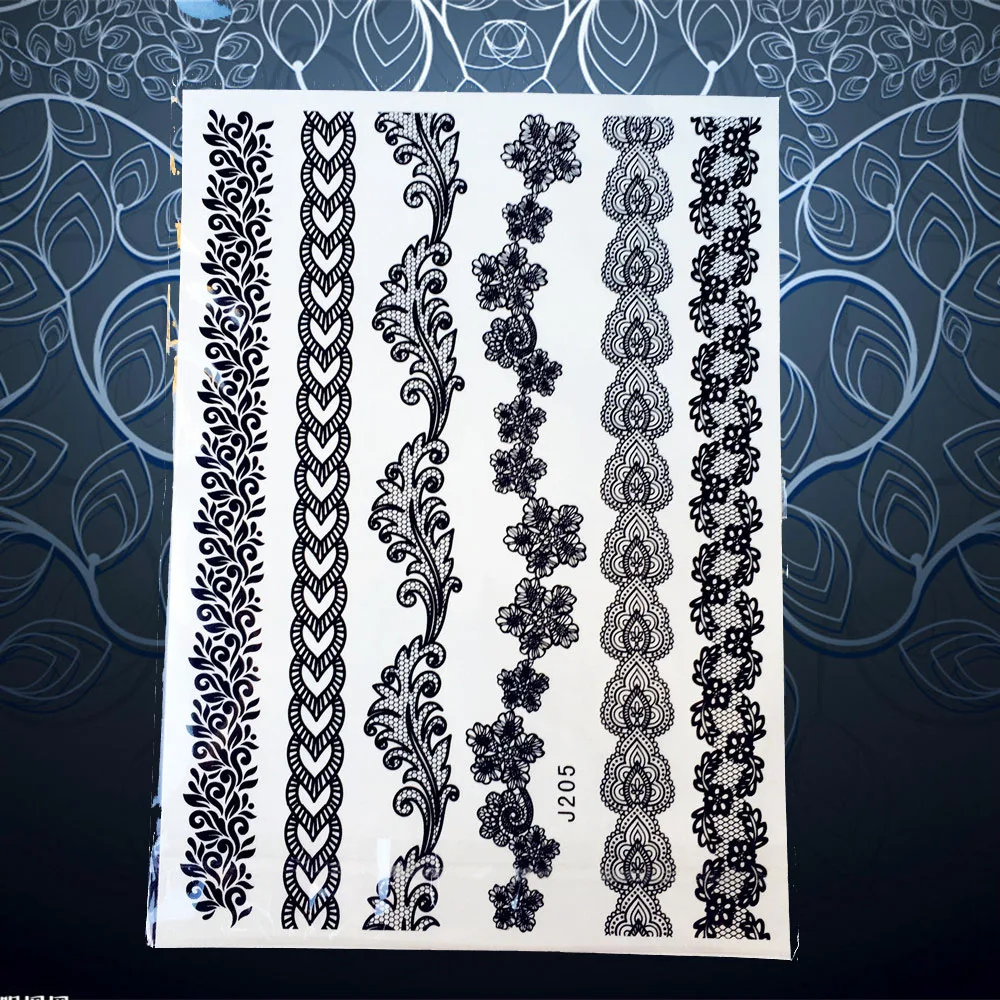 1PC Sexy Temporary Tattoo Sticker Lace Bowknot Pattern Black Henna Flower Waterproof Bracelet Women Jewel Bow Tie PBJ020 | Красота и