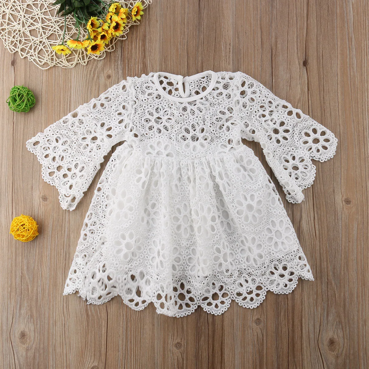 Family Matching Ouftis Mother &amp Daughter Long Sleeve Hallow Out White Dress Party Wedding Holiday Prom Dresses | Мать и ребенок