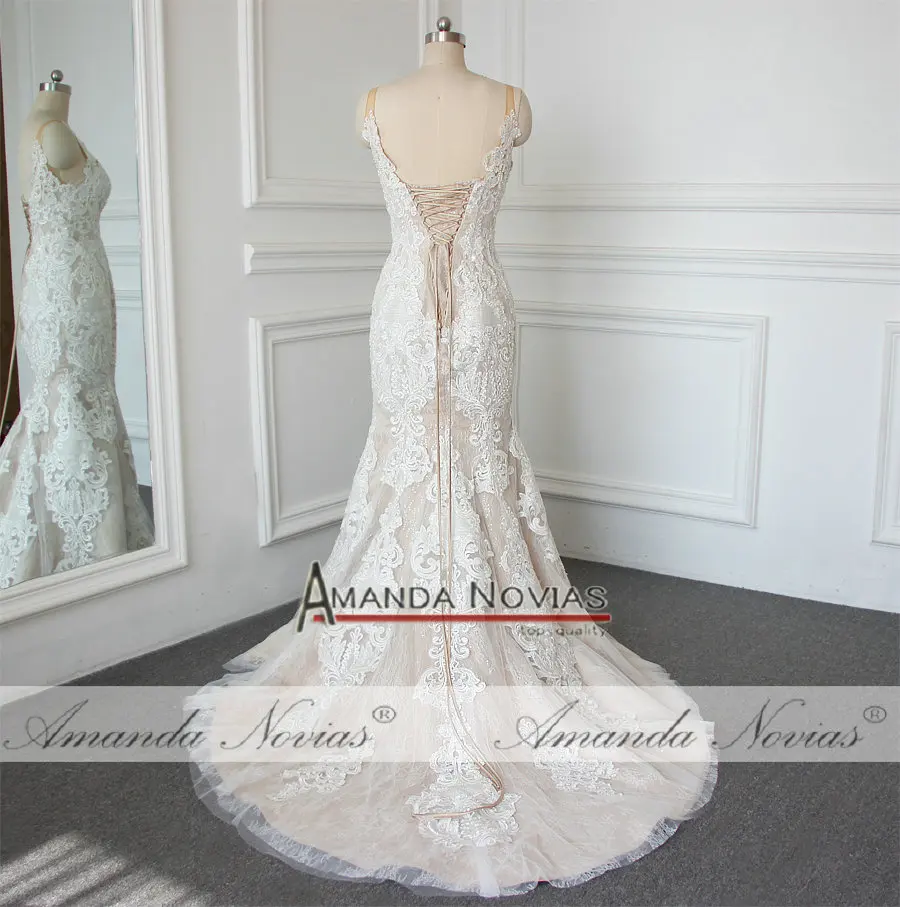 Свадебное платье Русалка цвета шампанского 2019 с жемчугом|mermaid wedding dresses|wedding