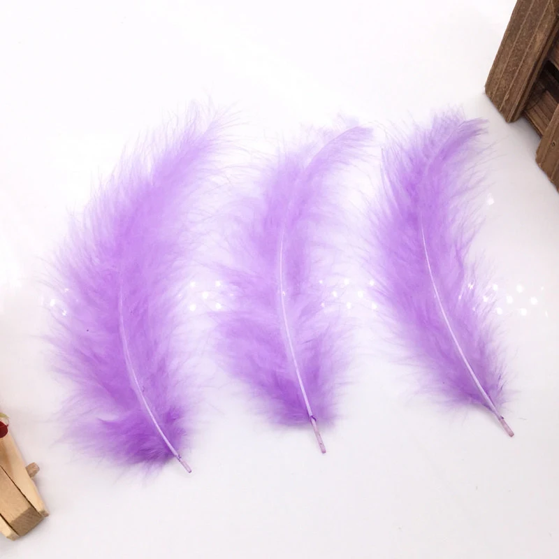 Light purple Розница 50 шт 4-6 inches10-15cm перья индейки Марабу промытый гусиный пух пышное свадебное платье ювелирные украшения перья - Цвет: Light purple