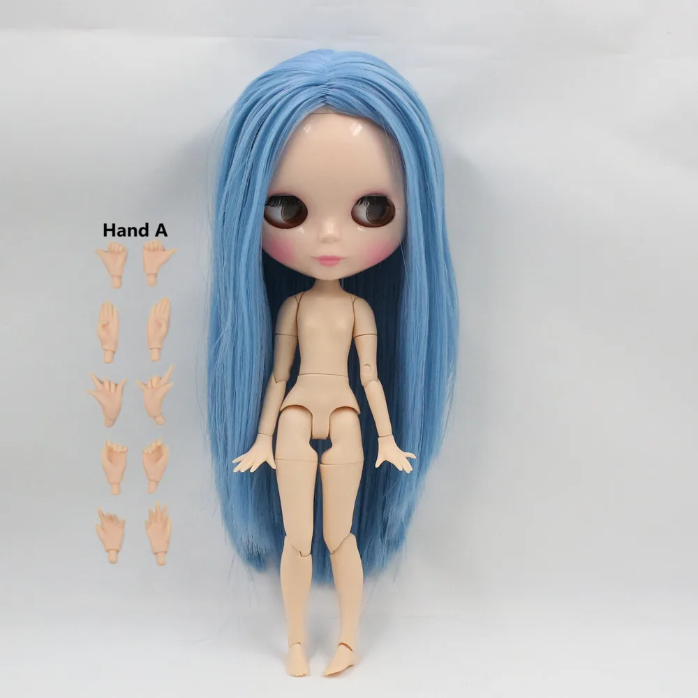 Фабрика icy blyth Кукла Длинные прямые Голубые волосы азон тело соединение тела 230BL2749 30 см bjd игрушка - Цвет: like the picture
