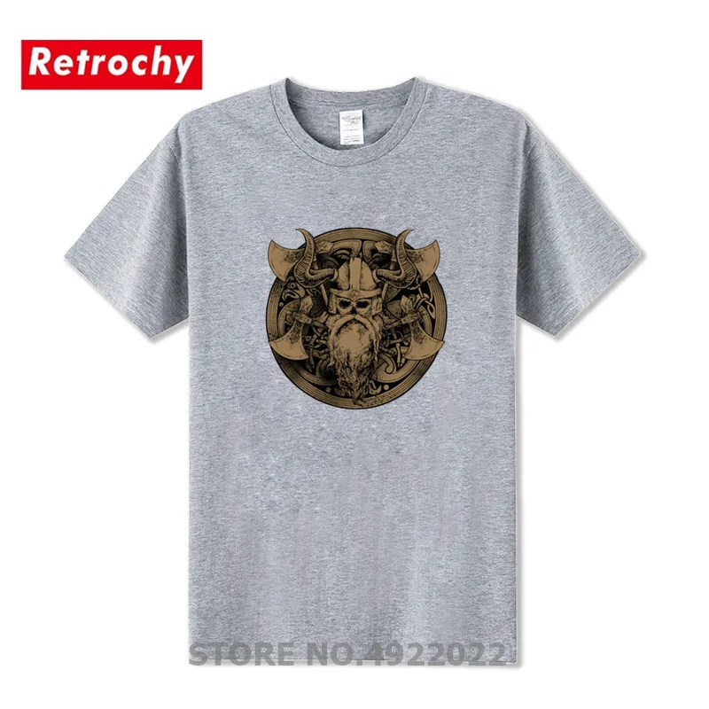 Ретро Viking Ragnar Lothbrok Warrior футболка Sons of Odin Мужская Классическая с черепом старого