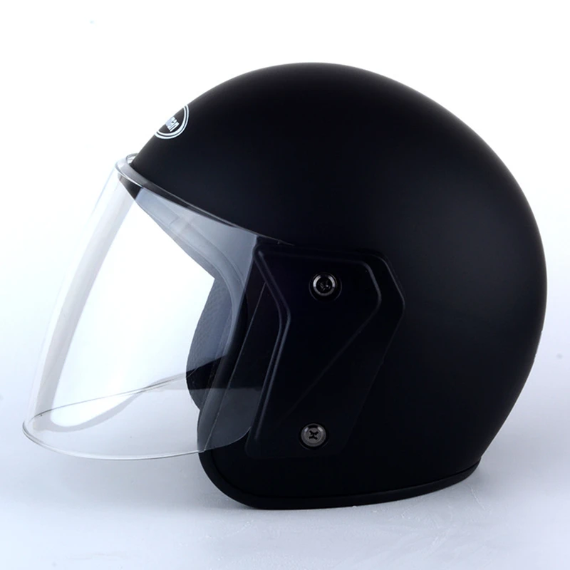 LMoDri мотоцикл с открытым лицом Capacete Para Motocicleta Cascos мото гоночный мотоцикл JIEKAI винтажные шлемы с двойным объективом - Цвет: Черный