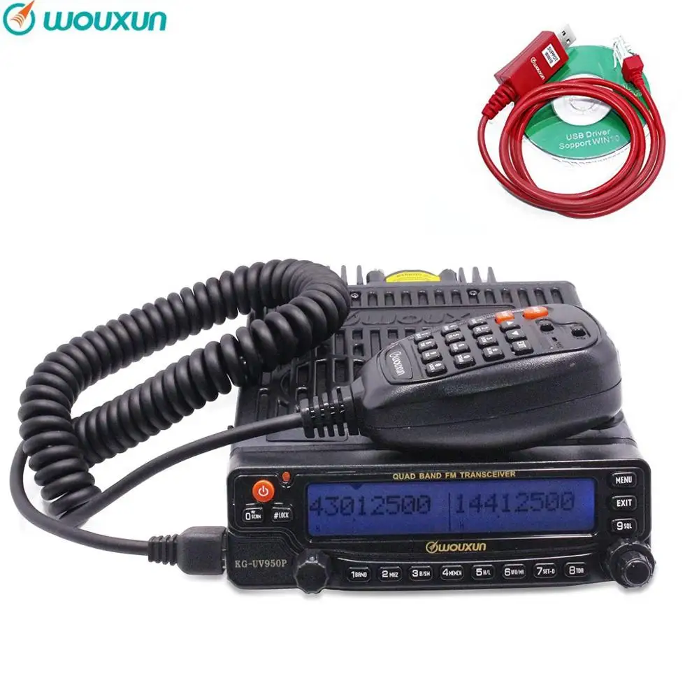 add usb cable Wouxun KG-UV950P четырехдиапазонная передача восемь диапазонов приема мощный выход мобильный трансивер с несколькими функциями радио - Цвет: add usb cable
