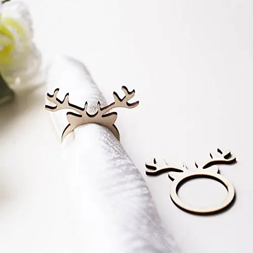 20PCS Of Rustic Wedding Wood Napkin Rings Christmas Reindeer Laser Cut Antler Pace Setting Ring | Дом и сад
