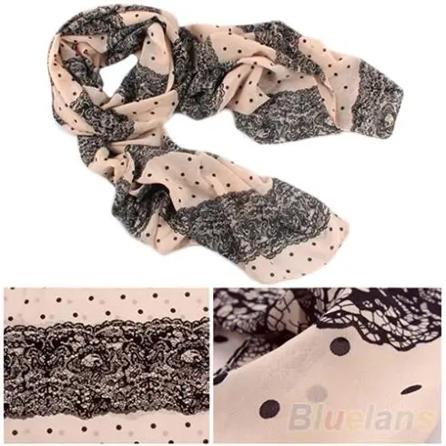 

Hot NEW Stylish Girl Long Soft Silk Chiffon Scarf Stripe Polka Dot Shawl Scarve For Women 8NRH