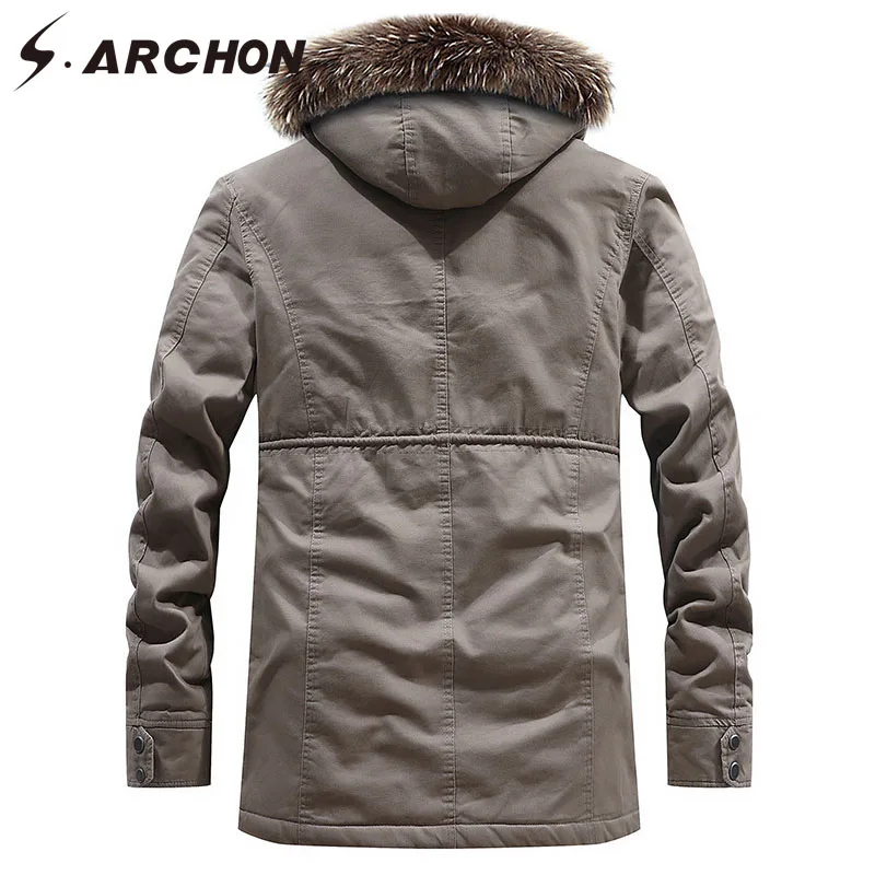 S.ARCHON Winter Casual Men's Jackets Thicken Warm Hooded Windproof Jacket Cotton Tactical Military Outdoor Hiking Clothing Male | Мужская