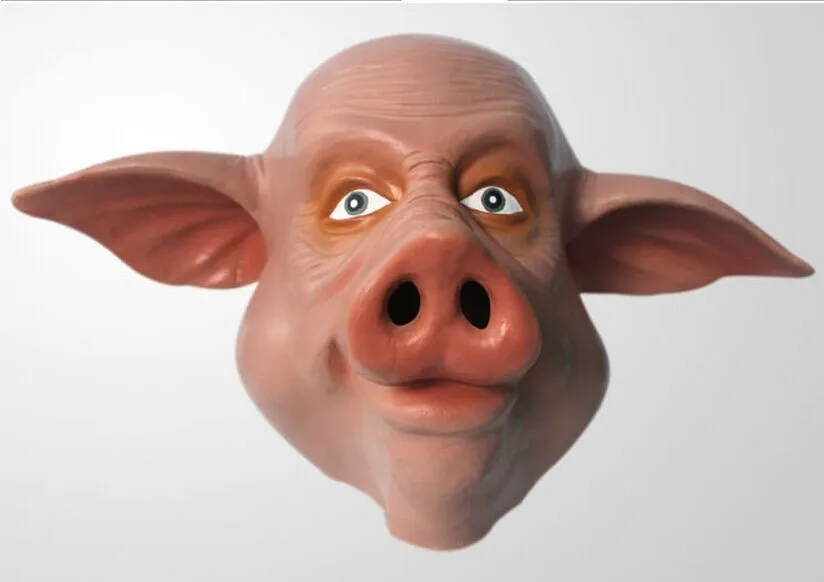 baratas Venda Quente Látex Tamanho Adulto Cabeça Cheia Bonito Porco Animal Halloween Máscara Para Cosplay E Traje