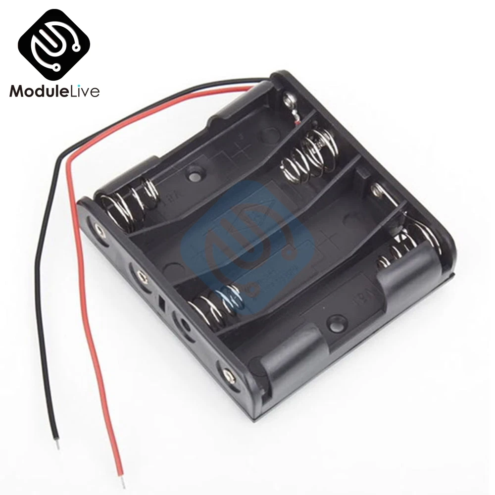 

10PCS Plastic Battery Case Storage Box Holder with Wire Leads for 4 X AA 6.0V 4AA Diy Electronic Module Diy Kit