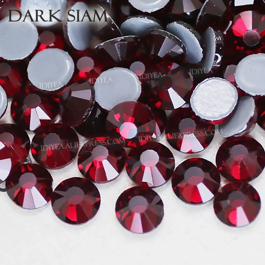 Стразы с горячей фиксацией Dark Siam glass стразы кристаллы плоским дном для ткани