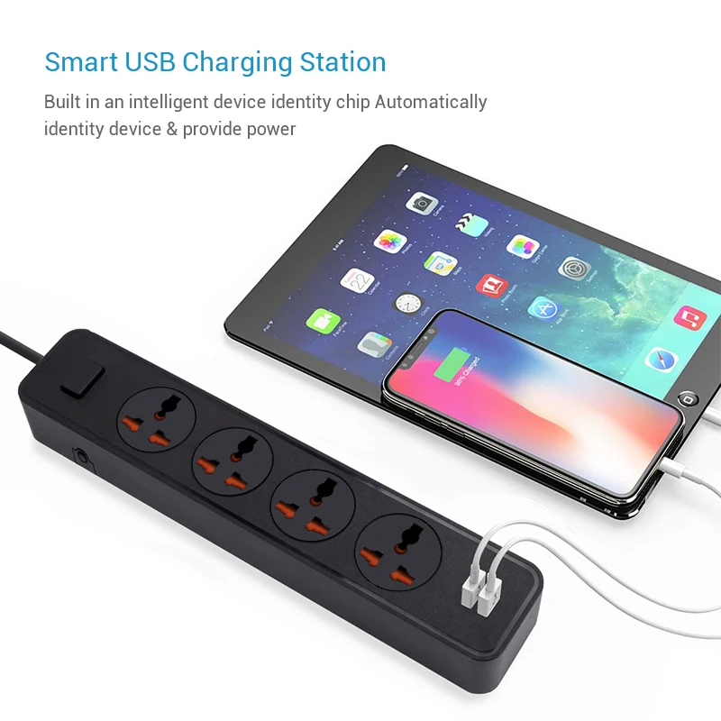 Highever Смарт USB Мощность удлинитель розетка ЕС стандарта 4) штепсельная переменного