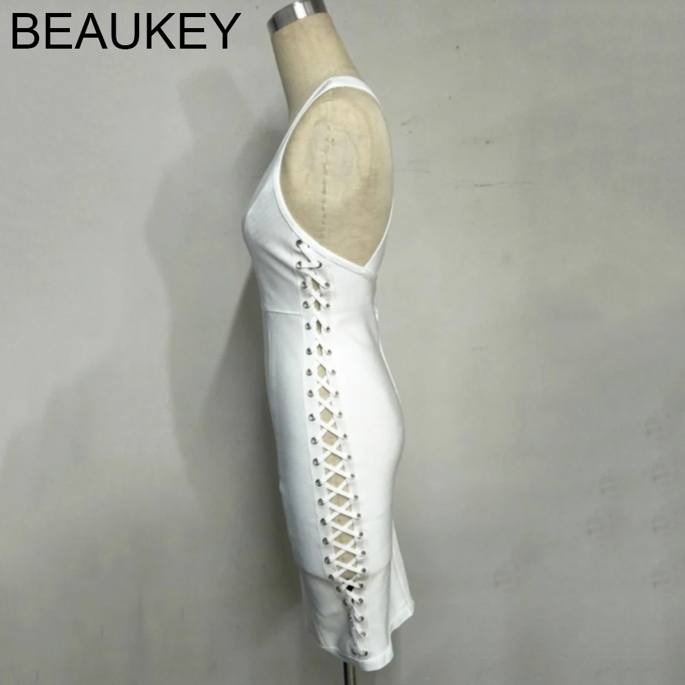 BEAUKEY новинка летнее сексуальное платье на бретелях с глубоким V-образным вырезом