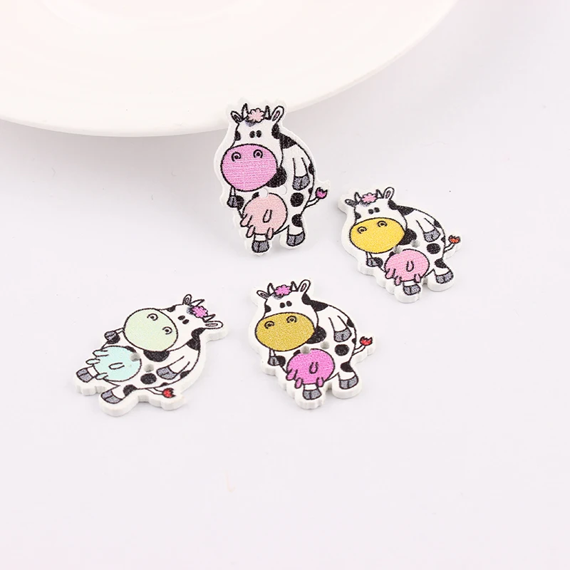 50 шт. деревянные пуговицы с рисунком коровы 28 х20 мм|wooden buttons|mixed wood buttonsbuttons cute |