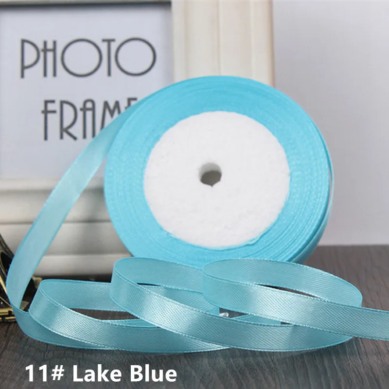 Lake Blue 25 ярдов/рулон корсажные атласные ленты для свадьбы рождественской вечеринки украшения wide6mm-40mmDIY ленты для поделок Подарочный материал - Цвет: Lake Blue