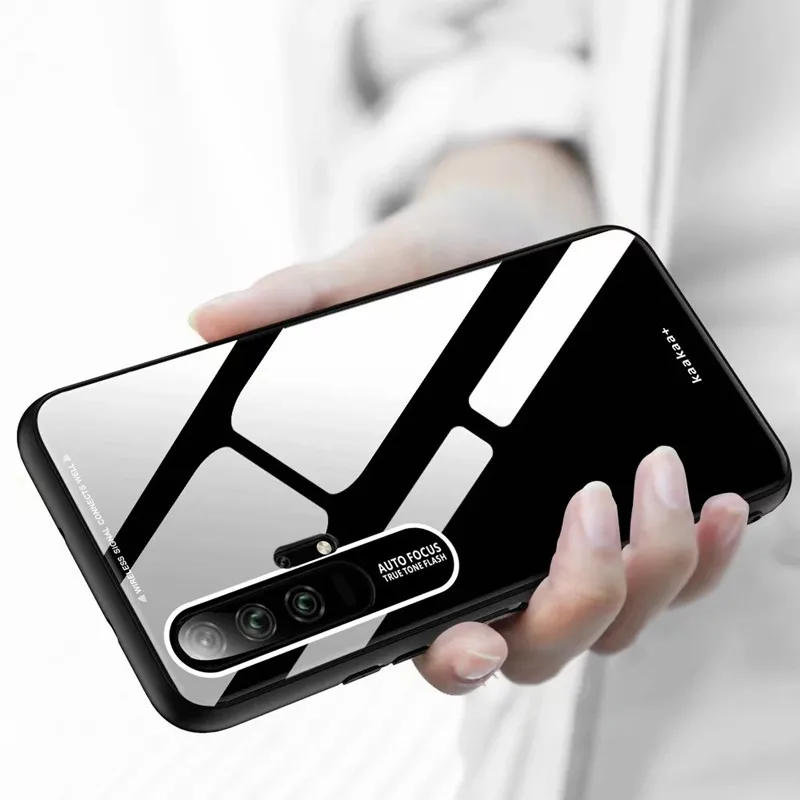 Противоударный чехол из закаленного стекла для Huawei Honor 20 мягкий край полное