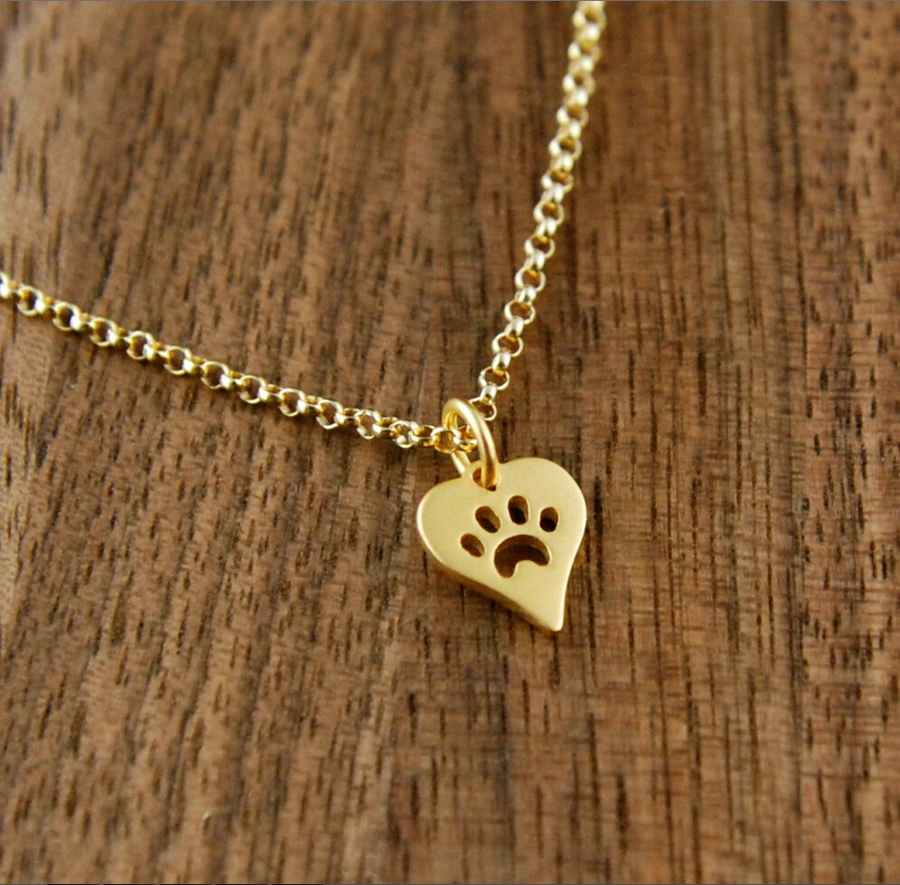 Оптовая продажа кулон в форме лапы сердца ожерелье виде кошачьей Подарочная