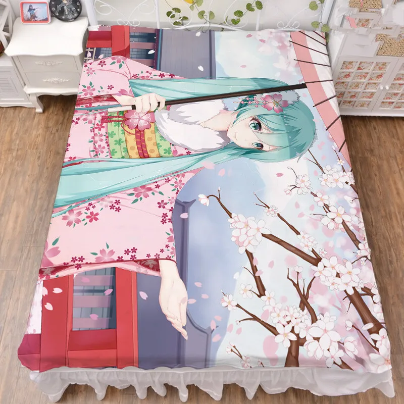 Новое обновление Аниме VOCALOID Хацунэ Мику Сексуальная девушка персонаж Молоко волокна простыня и фланель одеяло летнее одеяло 150x200 см