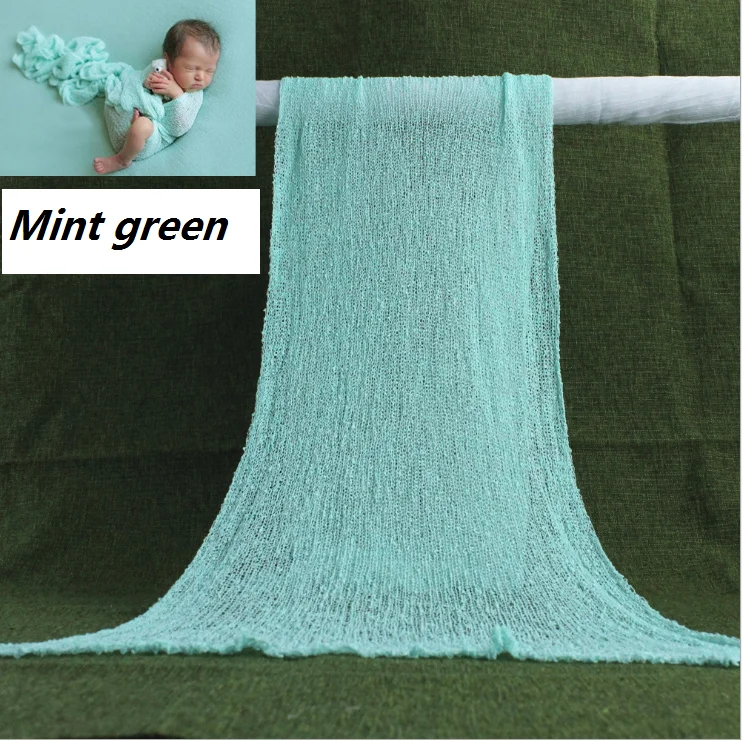 mint green Новорожденный реквизит для фотосессии одеяло хлопковое обертывание растягивающееся детское одеяло пеленание новорожденный фотосессия - Цвет: mint green