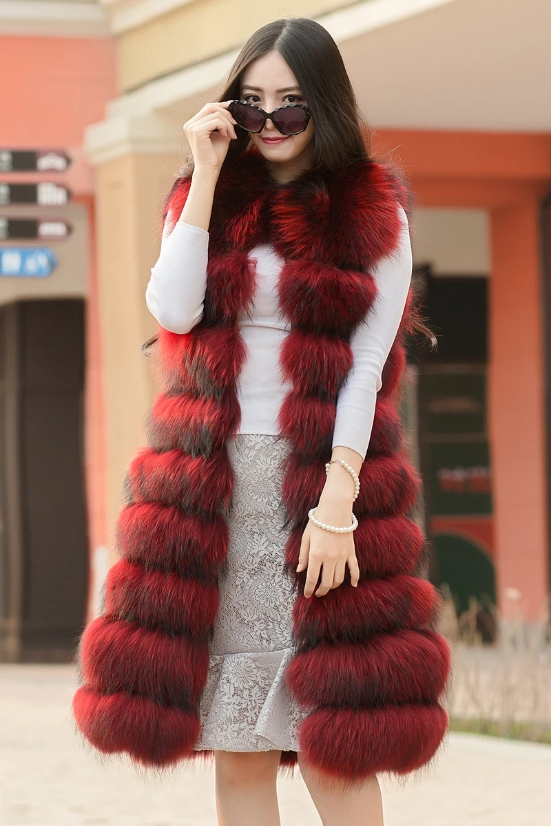 2019 новые с мехом енота меховой жилет из лисьего меха короткий длинный без рукавов